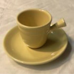 A Beautiful Marigold Demi Cup &
Saucer Set  Stick
Handle Vintage Fiestaware